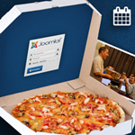 Pizza im Karton mit Überschrift